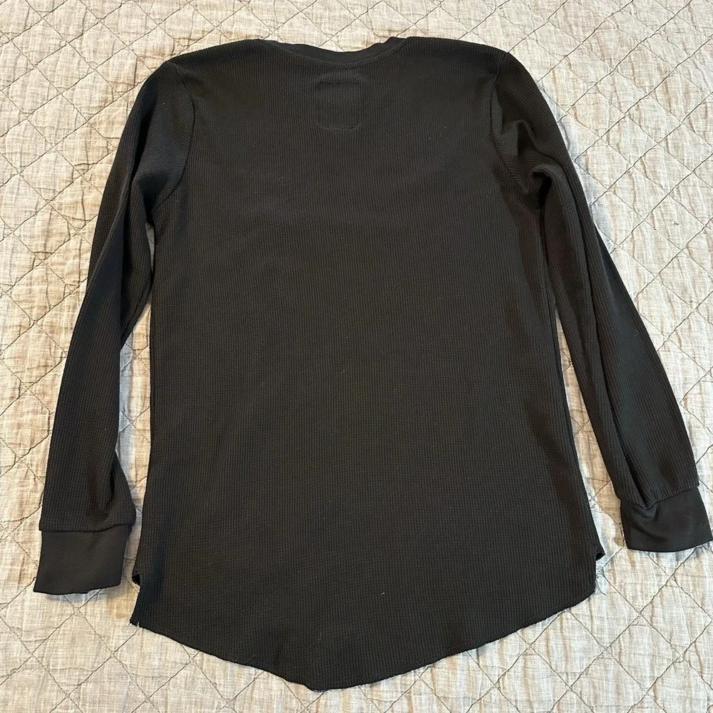 Ecko Unltd Mens Small Black Waffle Knit Long Sleeve‎ Logo Y2K Streetwear